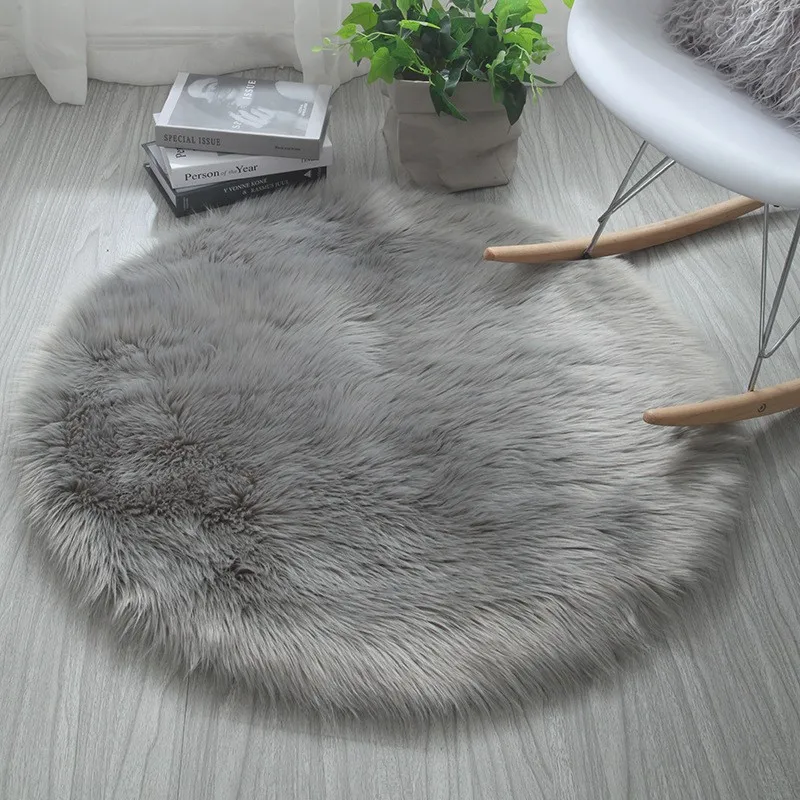 Wool Imitation Sheepskin Rugs Faux Fur Non Slip Bedroom Shaggy Carpet Mats