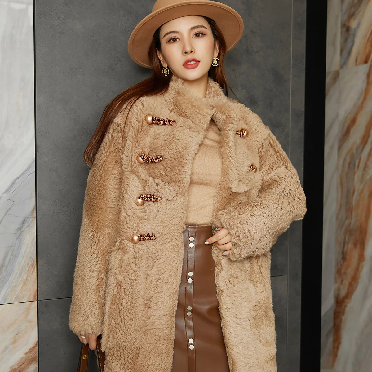 Winter Luxury Collar Girl Jacket Sheepskin Coat Women Winter Clothes 2022