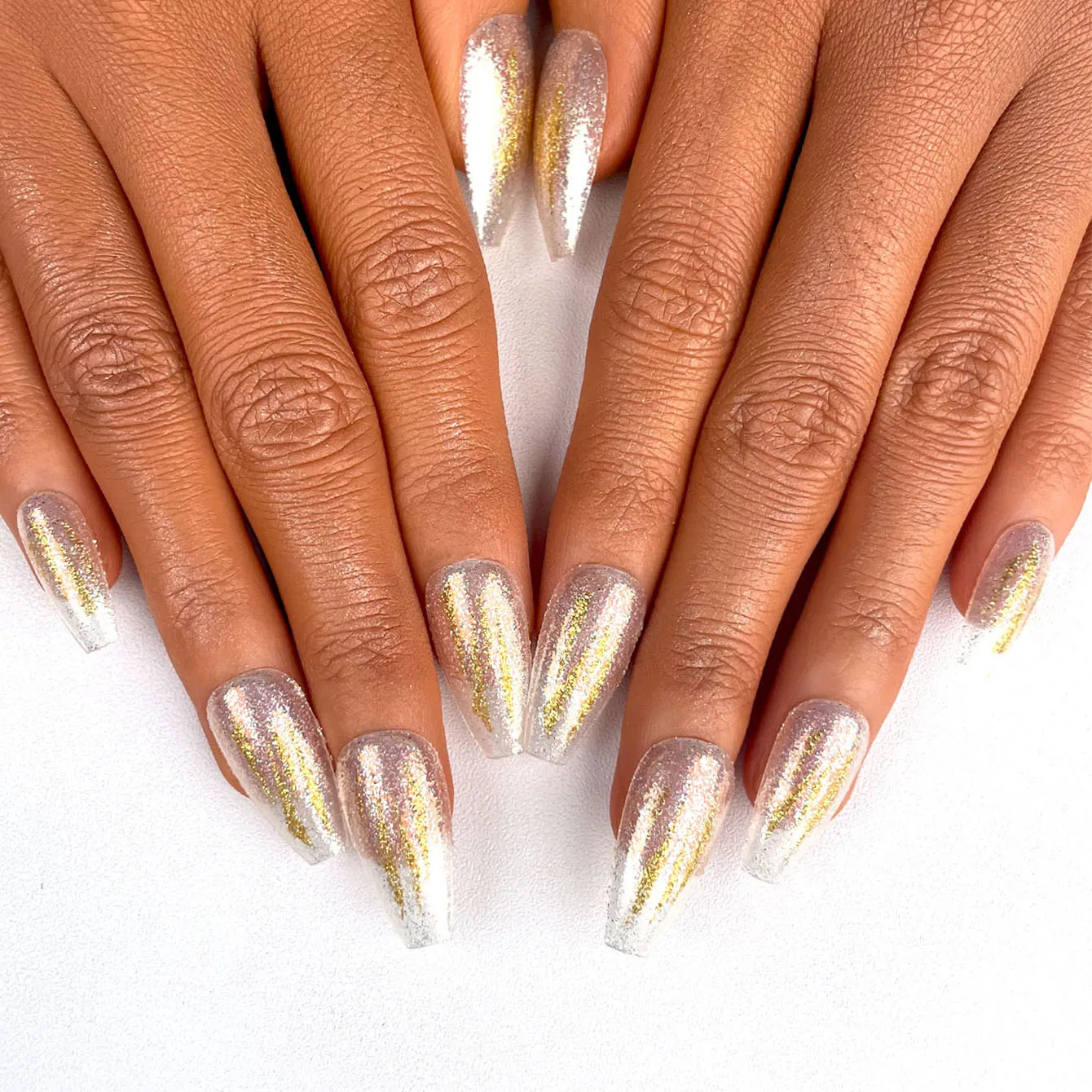 Affordable Wholesale Press On Nail Supplier Silver Glitter Golden Claw Prints Nails Reusable High Quality Press On Nails Acrylic