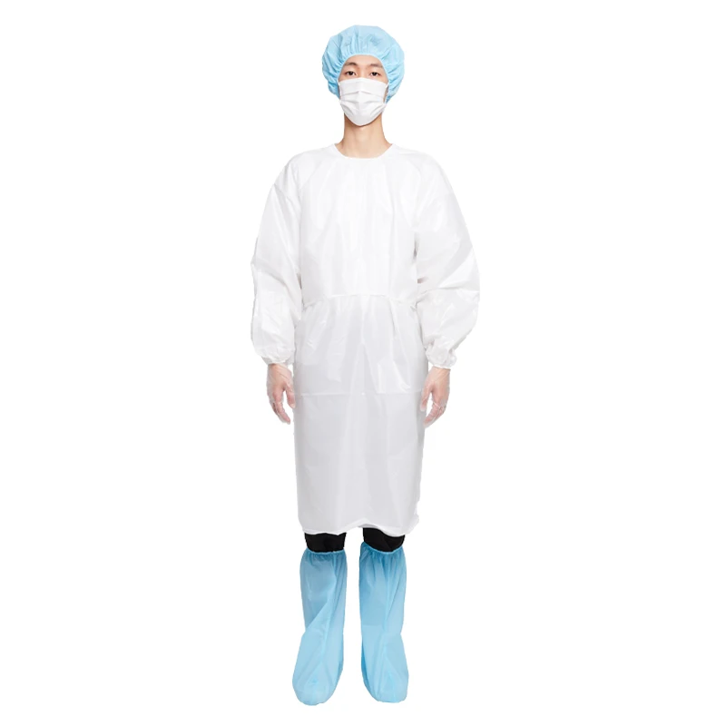 wholesale Disposable Isolation gown 30gsm 45gsm 65gsm waterproof Apron White/Blue Level 2