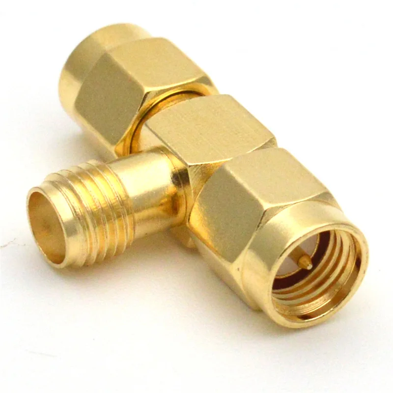 T Type SMA female Jack Plug to 2 Dual (Two) SMA male RF Coaxial Connector 3 Way Splitter Antenna Converter