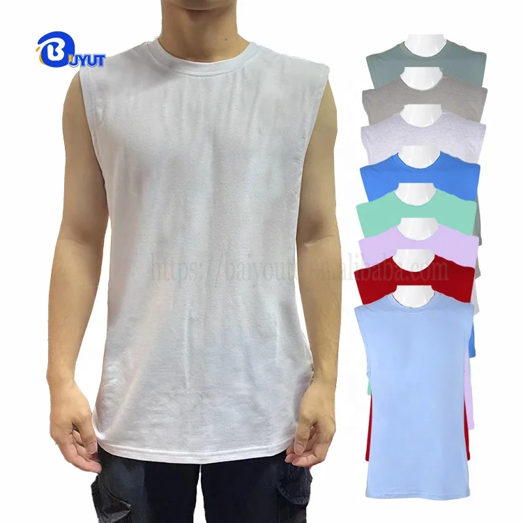 Factory popular sleeveless tank top muscle t shirt polyester cotton feel singlet blank sublimation men colorful summer tanks