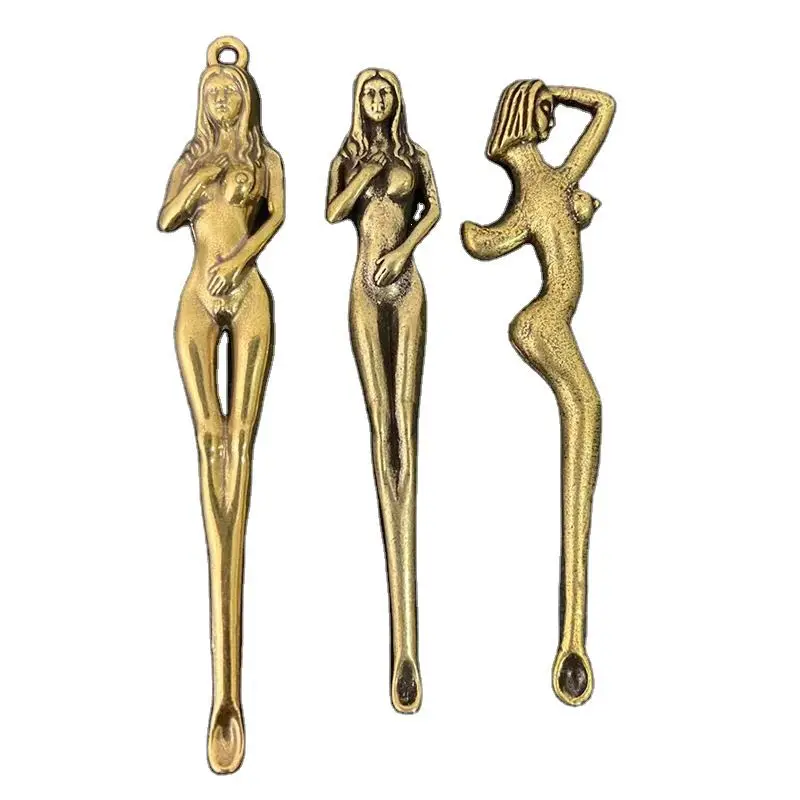 Wholesale solid brass material beauty ear spoon retro crafts keychain pendant