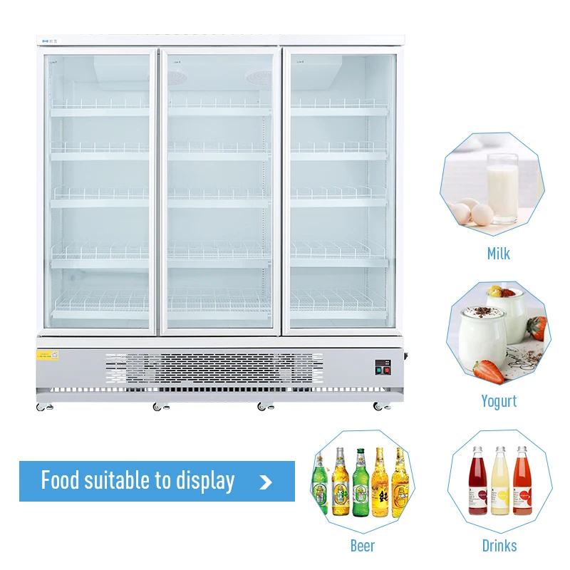Supermarket Commercial Upright Cooler Freezer Display Refrigerator for Beverage