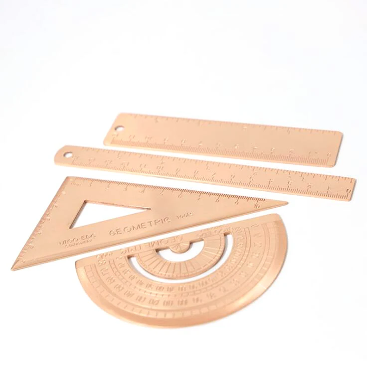 Супер прочный выпрямитель Protractor набор квадратная латунная треугольная линейка Канцтовары математическая Геометрия подарок набор линейки из розового золота