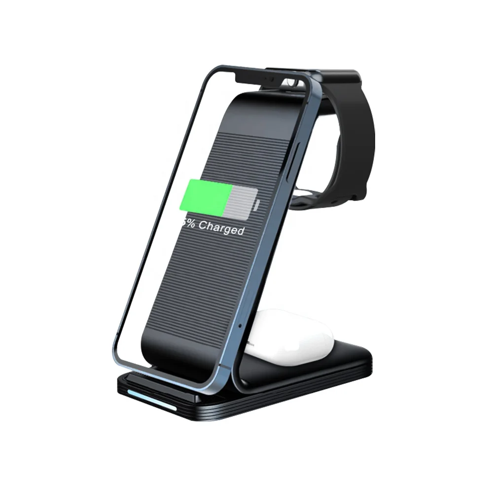 Amazon hot selling 3 in 1 Wireless Charger for iPhone i Watch Air Pods Wireless Charger Multi-function Stand wireless charger