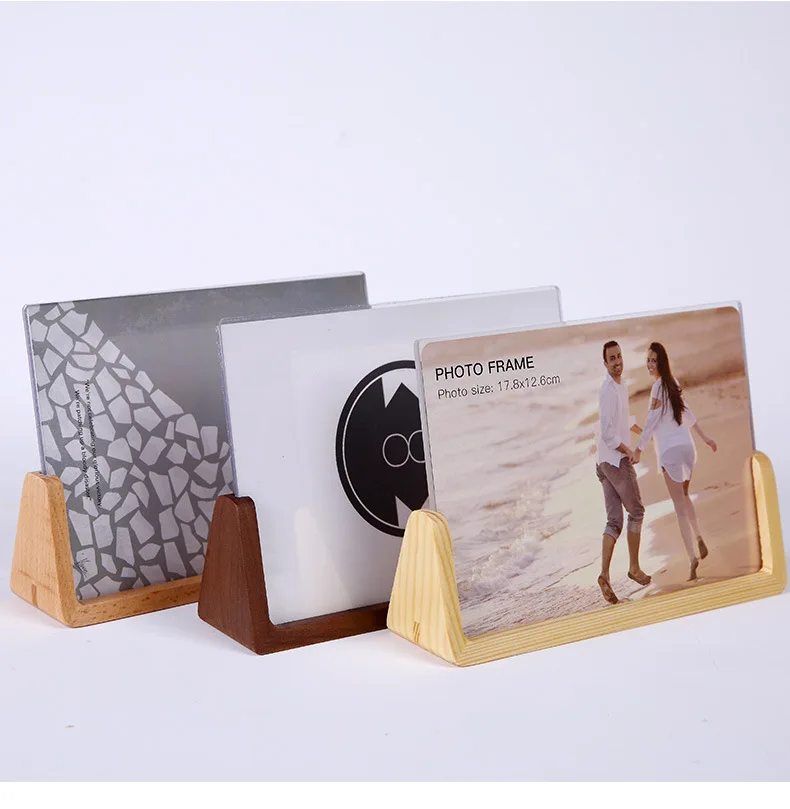 U shaped beech photo frame Custom wood photo frame Desktop decoration crafts