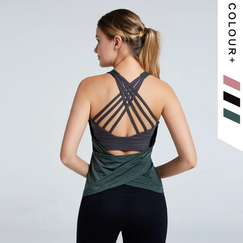 Spot wholesale 50pcs OEM Solid Yoga Padded Tops Soft Activewear Wholesale Fashion Sports Wear Yoga Breathable for Women