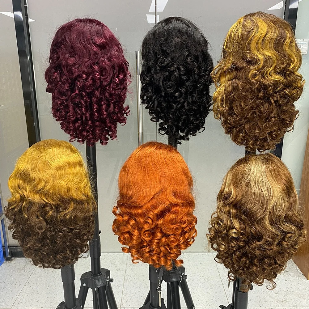 16inch Natural Colored Medium Long Spring Curly Wig Hd lace 13x4 Lace Front Brazilian Human Hair Wig For Women