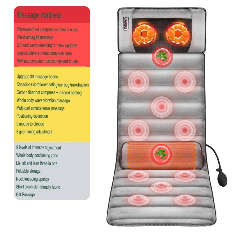 
High quality whole body electric massage pad automatic massage cushion electric massage blanket acupressure mat 