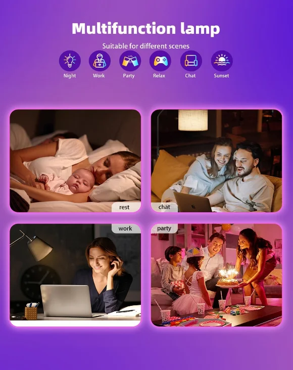 RGB E26/E27 Bluetooth Dimming Color Changing WiFi Globe Bulb Light LED Lighting Smart Bulb