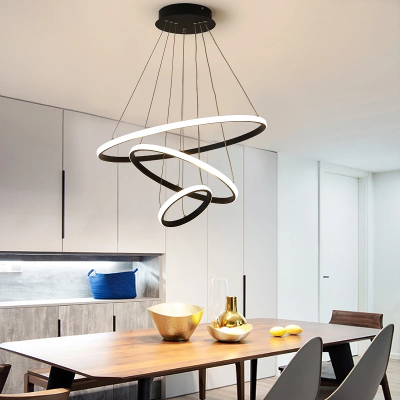 Five rings droplight 20+40+60+80+100CM round aluminium LED modern pendant lighting
