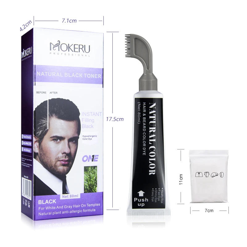 Mokeru Hair Beard Color Black Beard Dye Cream For Men