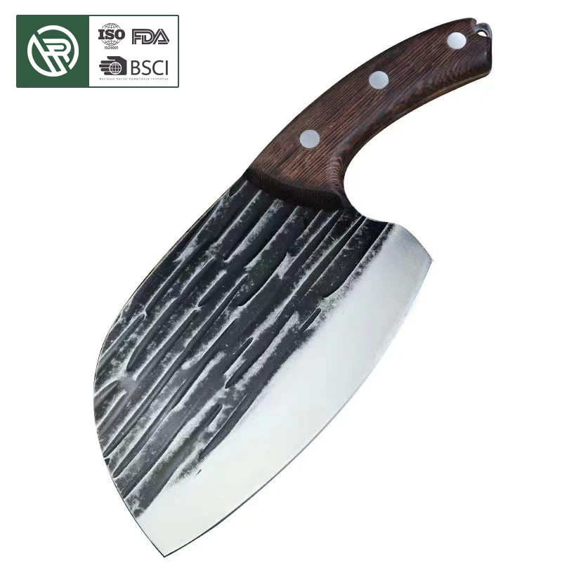 Free Sample 5Cr15 Mov Steel Handmade Forged Knife Cleaver Butcher Knife For Kitchen Cooking Chopping Serbian Chef Knife