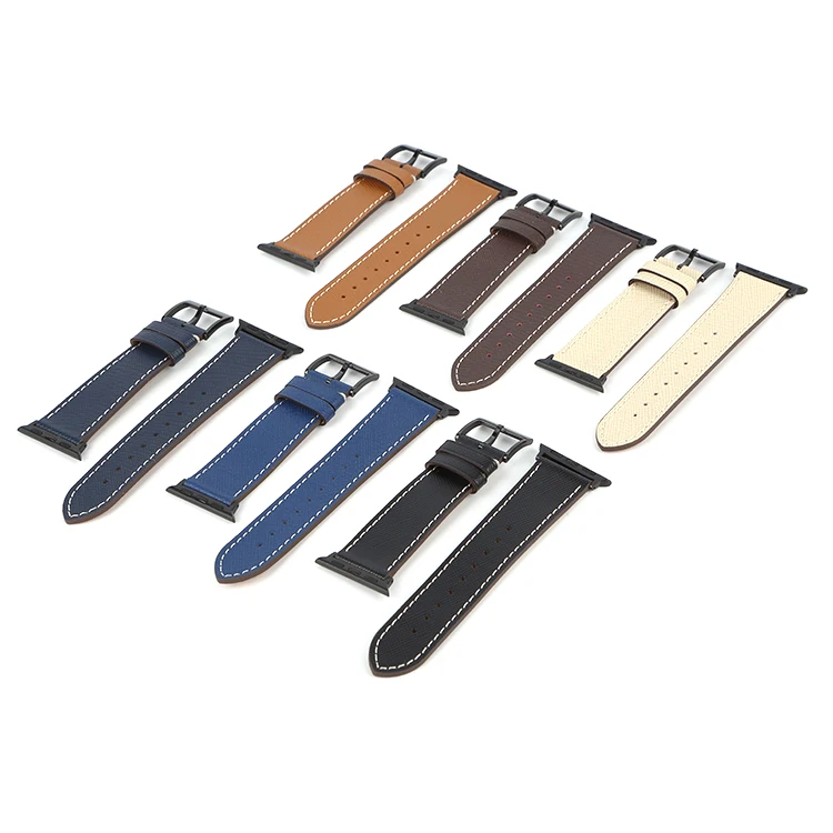 New Products Fashion Vintage Calfskin Strap Multi Color 20MM Black Metal Connection Buckle For Apple Watch Series Adapter Strap