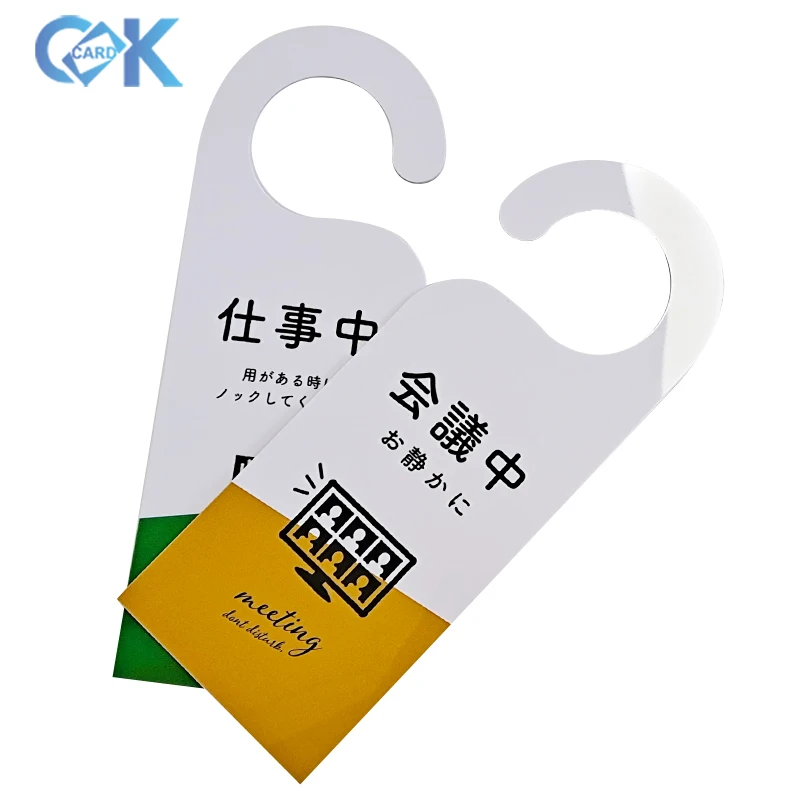 Both Side Full Color Printing Custom Die Cut Shape PVC Door Hanger Do Not Disturb PVC Hang Tag
