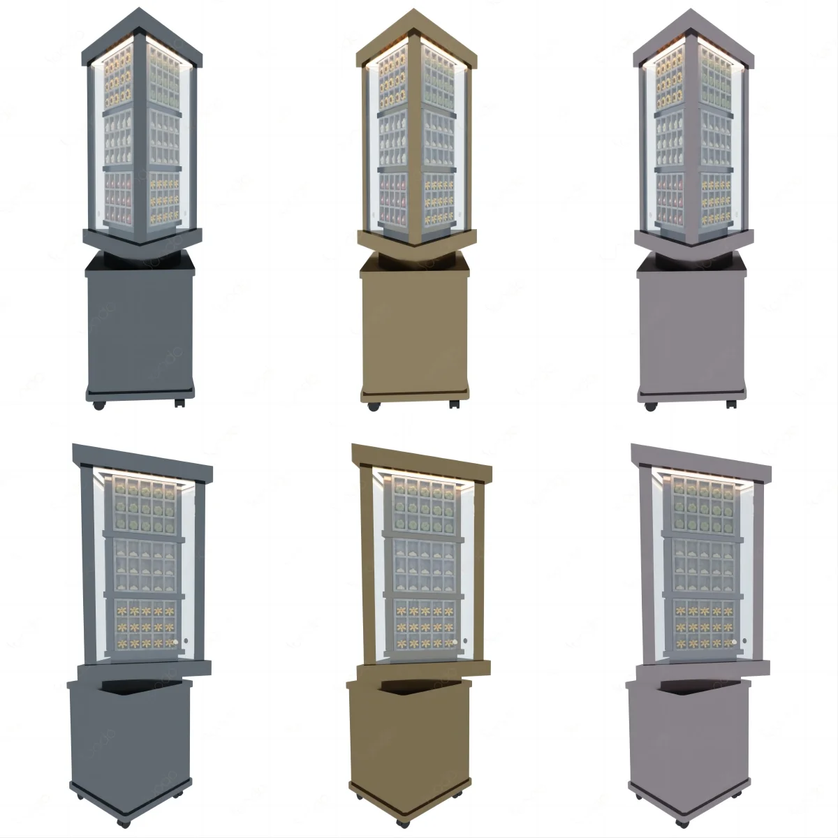 Triangle Rotating Doll Accessories Display Case Multi-colour rotating led display stand for accessory shop