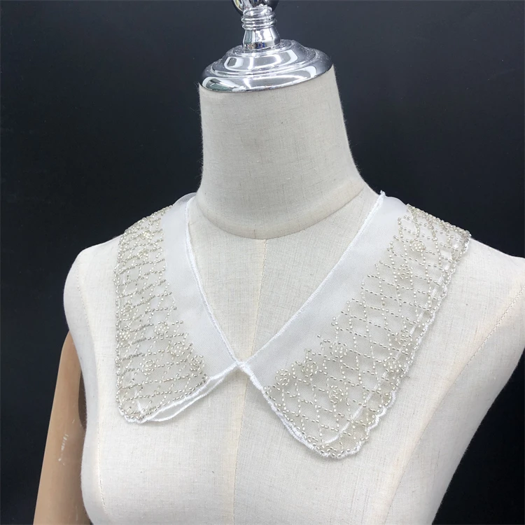 New Korean Fashion Women Detachable Collars Crystal Pearls Shirt Detachable False Collar Shirts Sweater Fake Collar