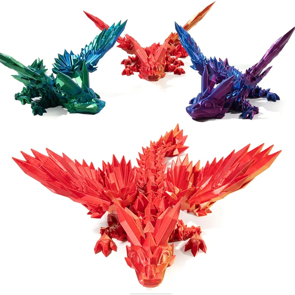 3D Printed Gem Articulated Dragon Rotatable 3D Dragon Toy Mystery Dragon Egg Fidget Surprise Toy For Autism