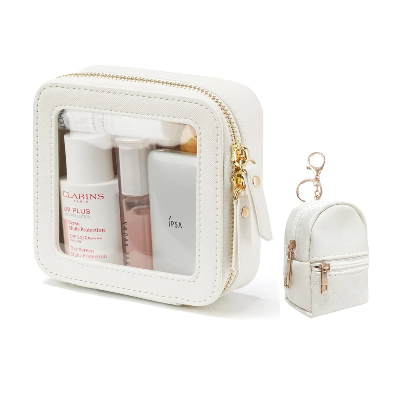 2024 TSA Approved Transparent Bag Portable Travel Toiletry Cosmetic Case Clear Makeup Bag Organizer with Mini Lipstick Pouch