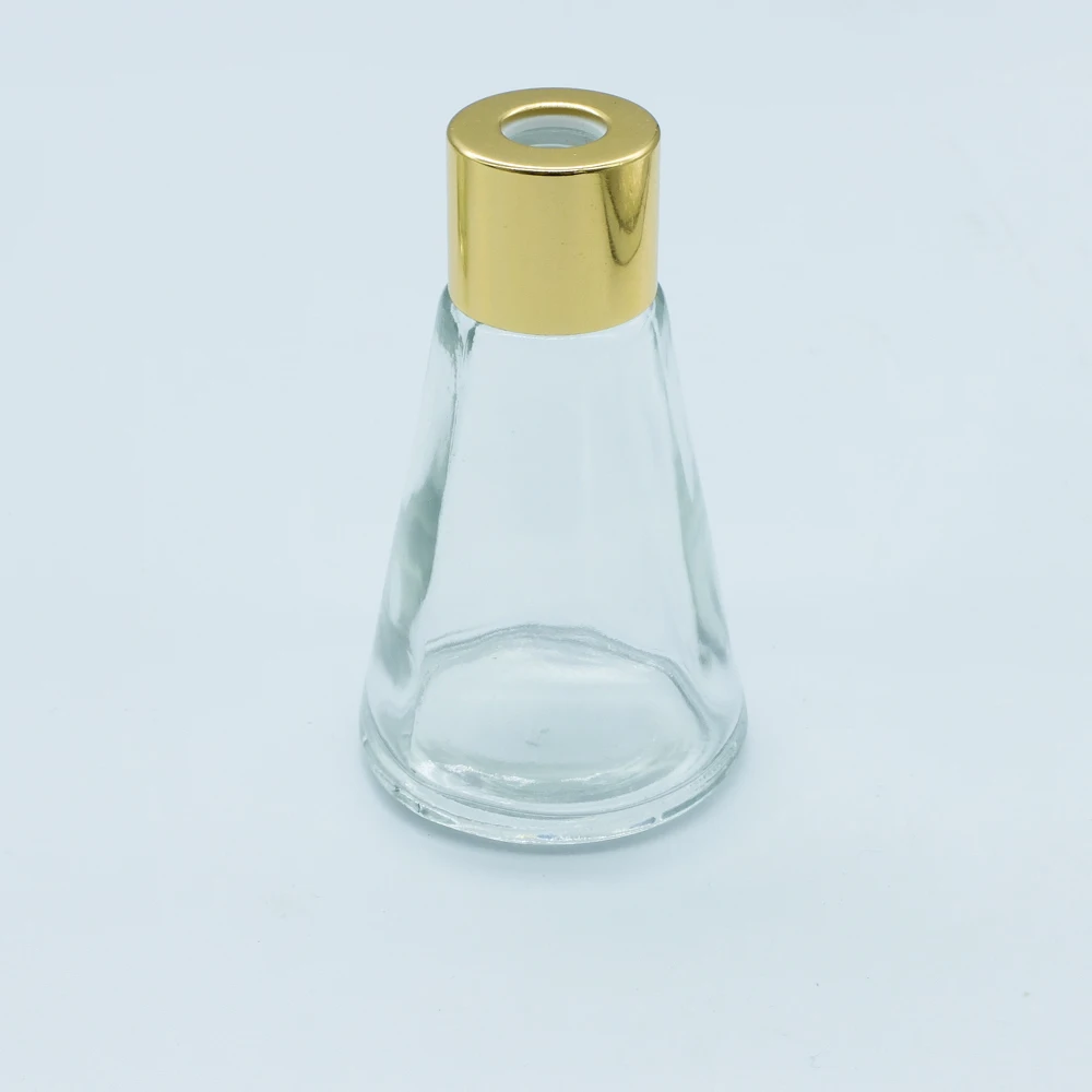 Top Supplier Luxury 50ml Small Clear Cosmetic Essential Oil Perfume Reed Diffusers Bottle with Rose Gold Mat Screw Lid/Cap/Top