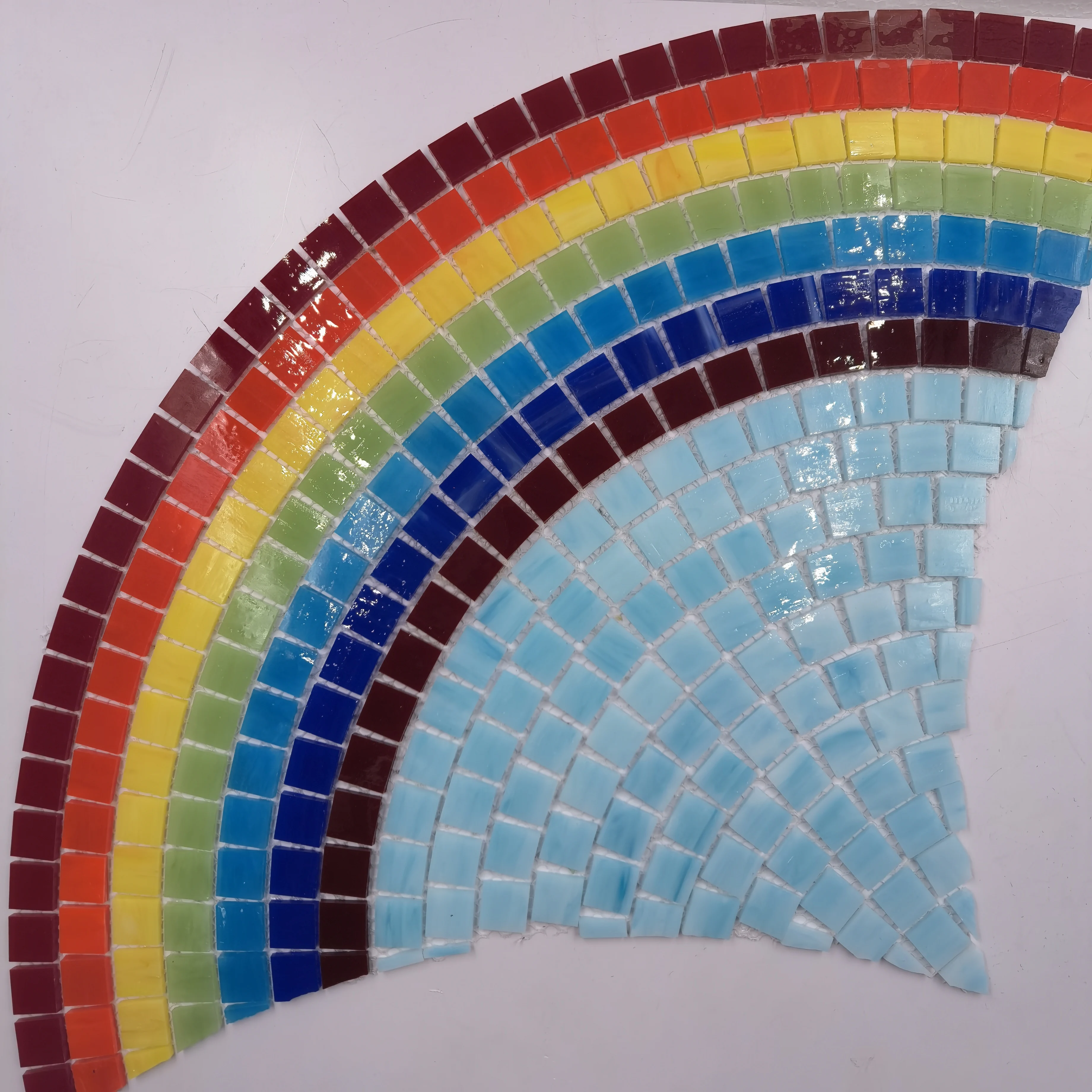 Color Gradient Mosaic Chips Loose Tiles For DIY Opaque Faceted Glass Crystals Rainbow Glass Mosaic