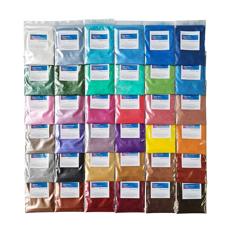 
36 colors mica pearl pigment powder for Epoxy Resin, soap, bath bomb, eye shadow, nail gel, 5g per color 