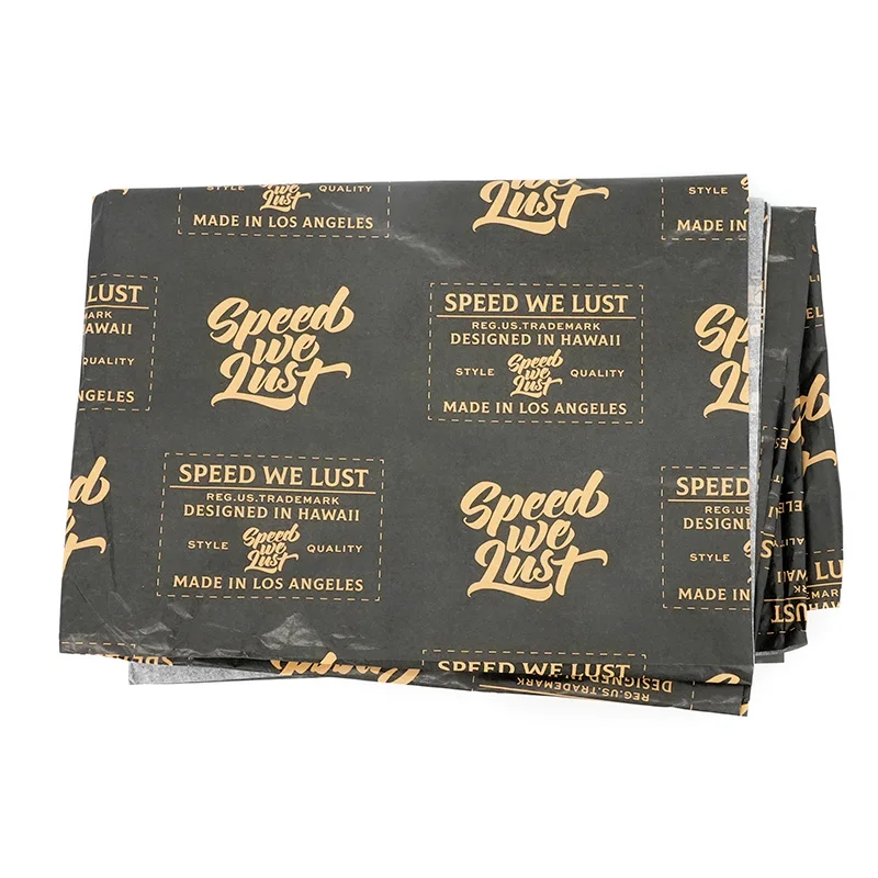 Custom logo printed bulk black sheets wrapping paper gift clothes shoes packing wrapping tissue paper