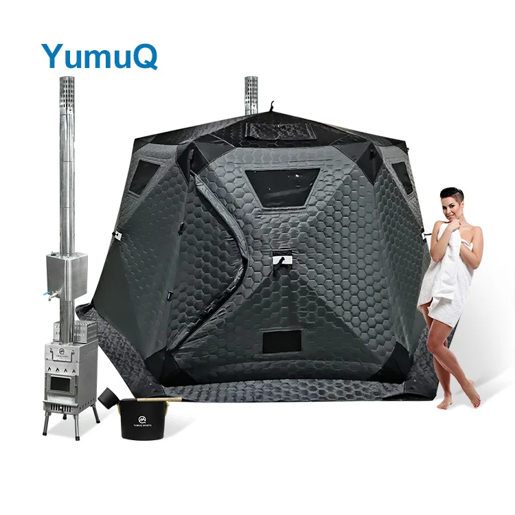 YumuQ Best 6 - 8 Person Outdoor Full Size Sweat Sauna Tent with Stove Wood Burning & Roof Cover for Sale