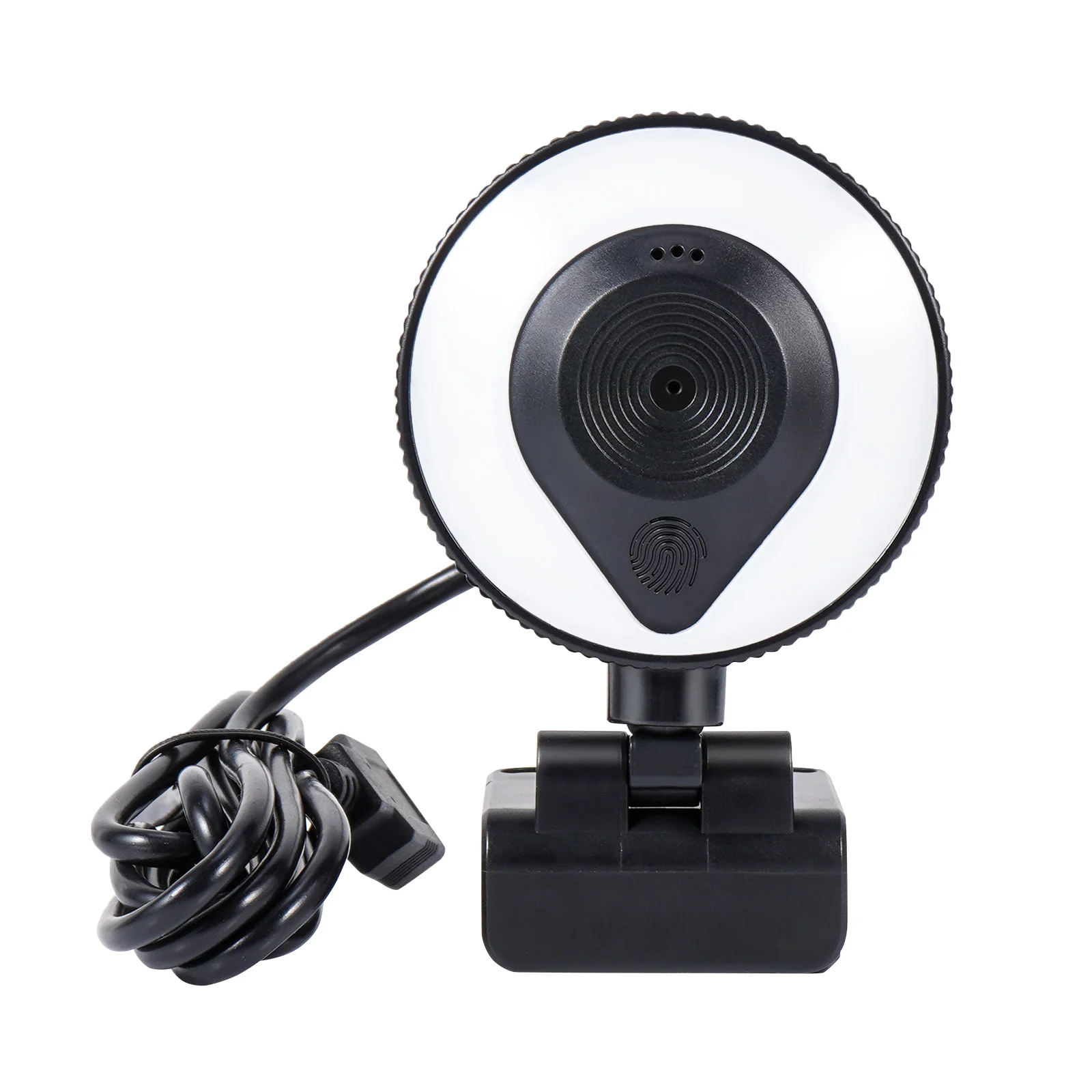 Webcam with Built-in Adjustable Ring Light and Microphone Desktop Laptop Computer Webcam with USB 360 Rotation for Windows