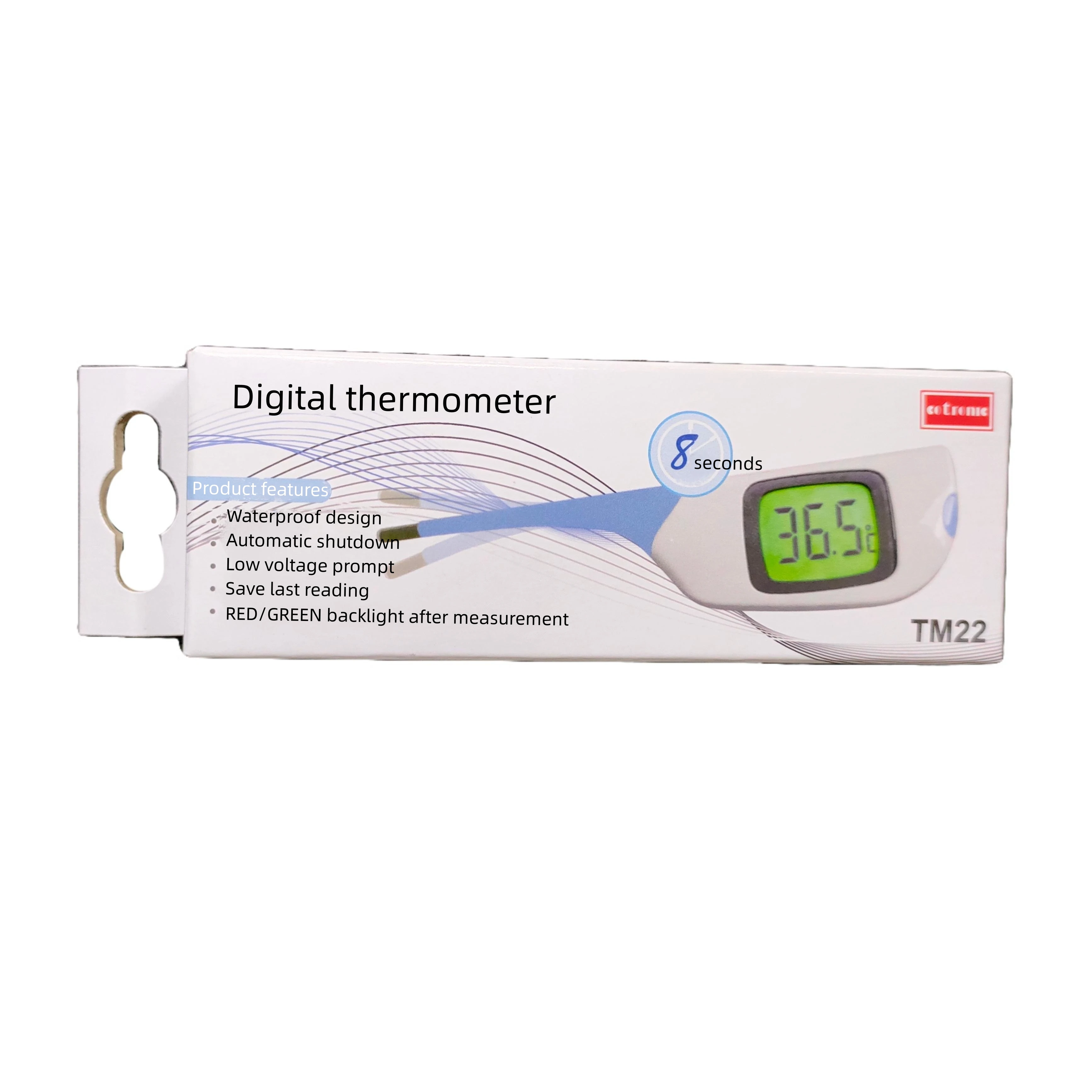 8 Sec Fast Reading Digital clinical Thermometer , TM22 Oral, Rectal and Underarm fever medical Thermometer with backlight