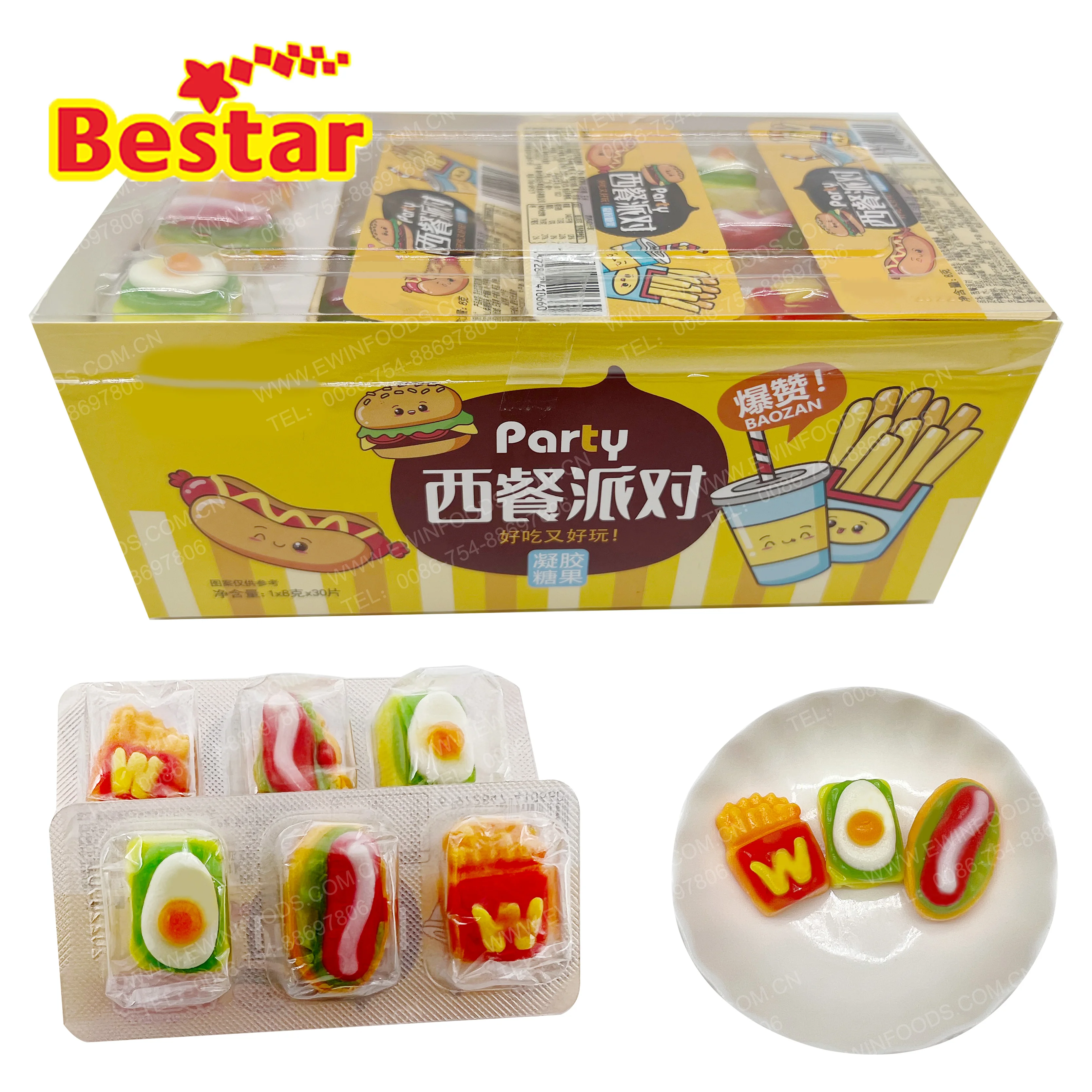 Free sample gummy french fries shape gummy candy sandwich shape gumdrop fast food shape gummies