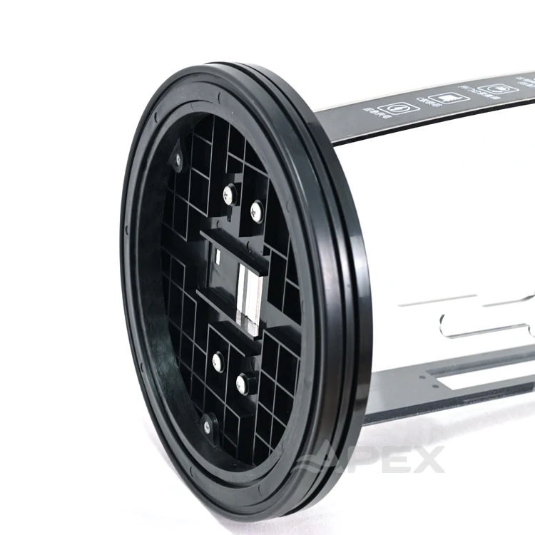 APEX Custom Logo Transparent Counter Top Acrylic Display Stand 360 Rotating Smart Door Lock Display Stand