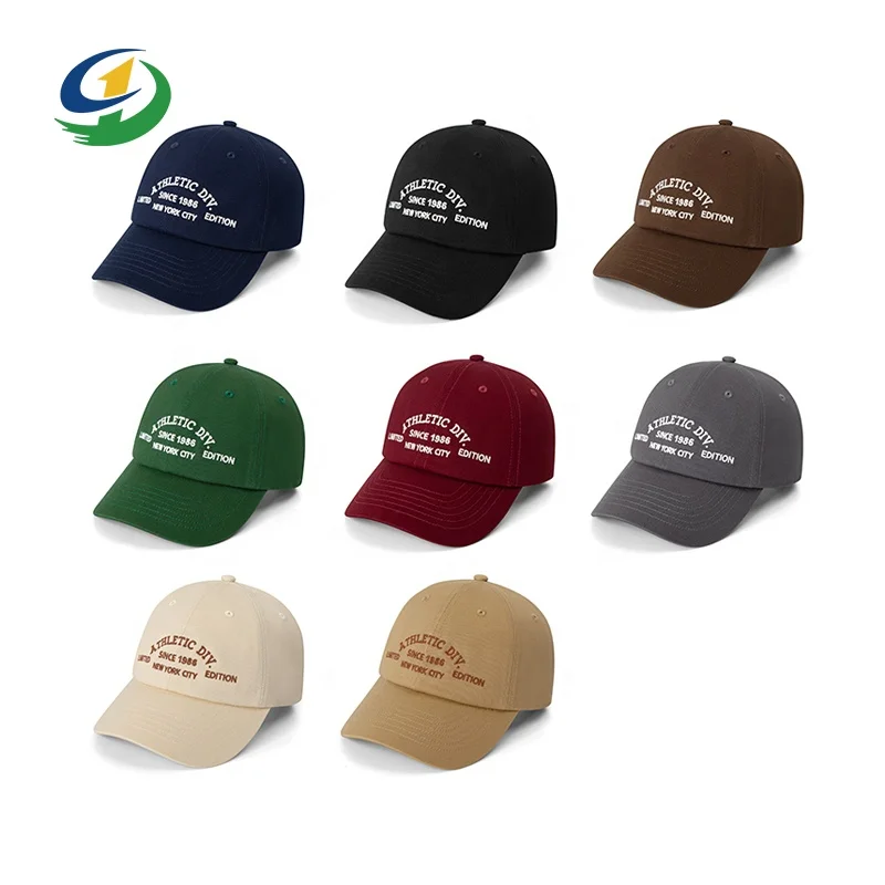 Plain 6 Panel Baseball Hats Wholesale Solid Color Logo Unstructured Curved Brim Custom Embroidery Cotton Sports Dad Hats Cap