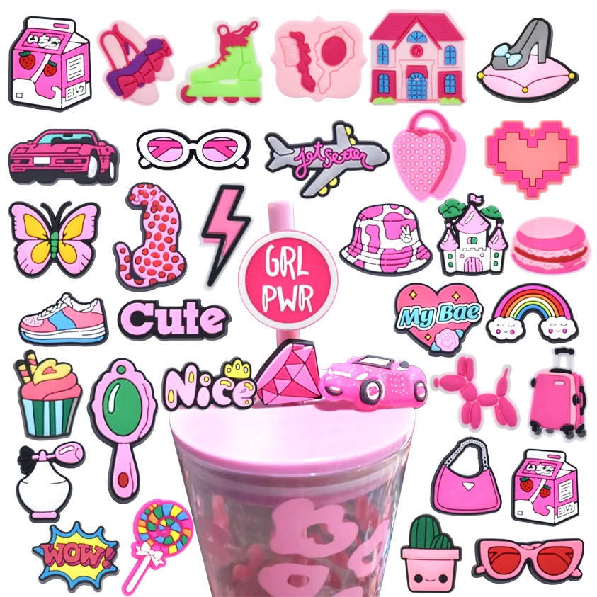 wholesale custom silicone straw toppers for tumbers wholesale pink girls ken reusable straw cover toppers accessory