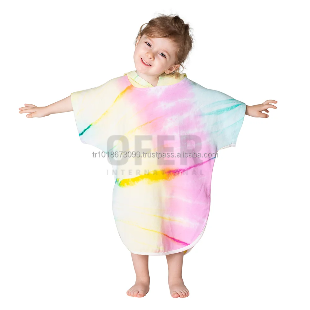 Hooded Pestemal Turkish Towel Beach Pool Poncho for All sizes Cotton castle Green surfer towel changing clothes for adult kids