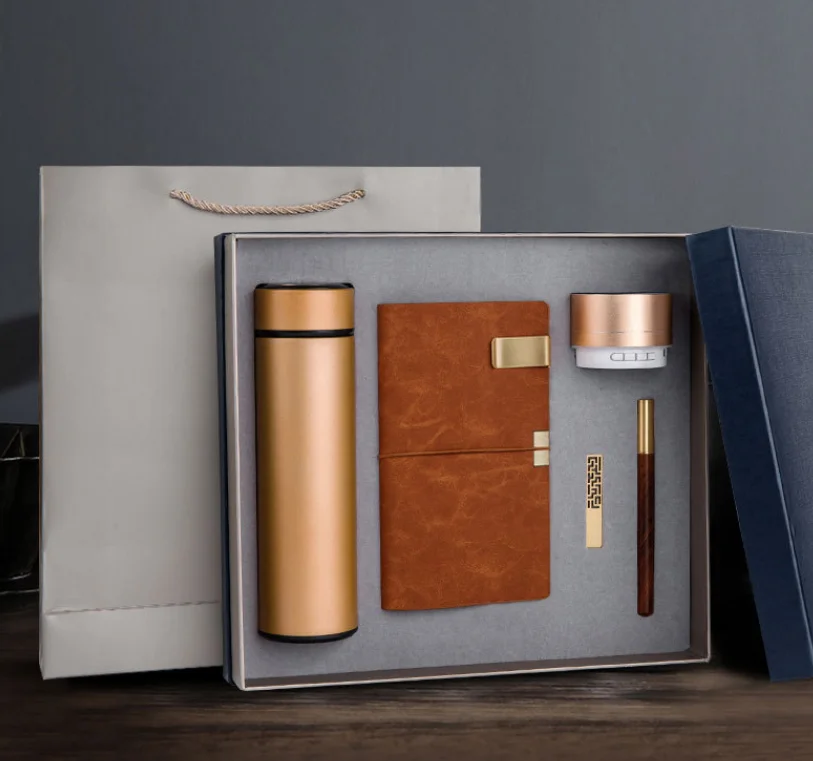 2020 hot sale vacuum cup notebook small speaker usb company custom logo business gift set with luxury box