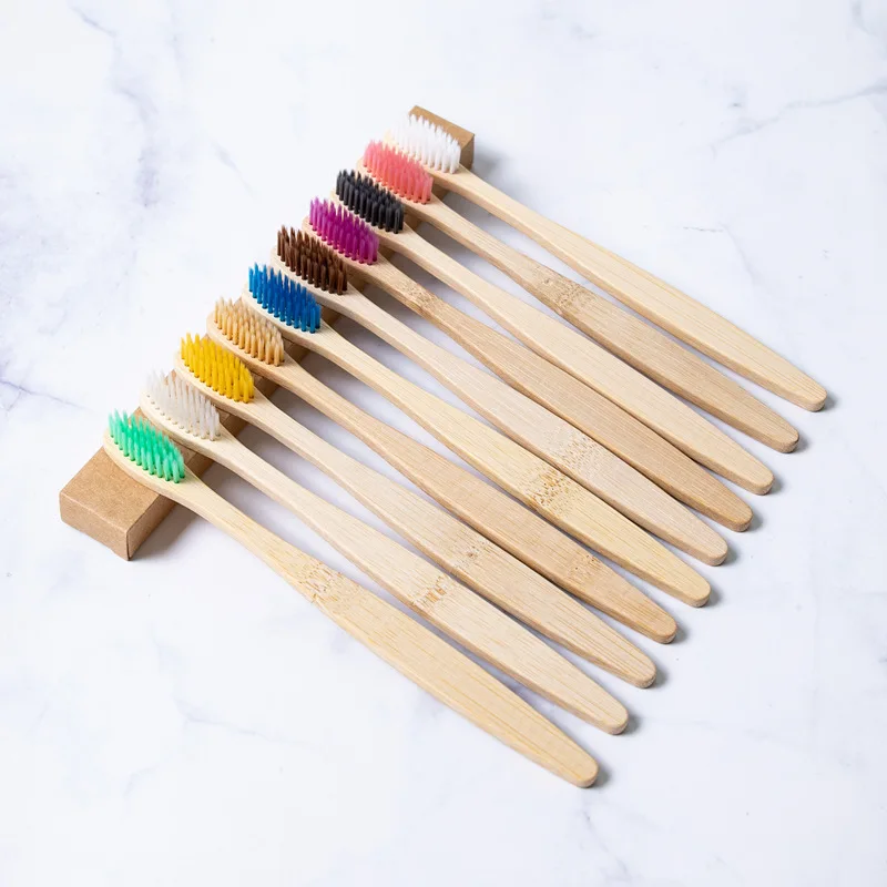 
Custom Logo 10 Pack Bamboo Toothbrush Branding Eco Friendly Biodegradable Natural Bamboo Tooth Brush 