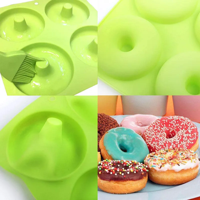 Homesun 6 Cavity Round Shape Doughnut Maker Pan Silicone Cake Chocolate Donut Tray Baking Dessert Mold for Baking Tool