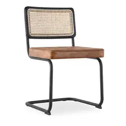 Mid Century Modern Dining Set Retro Timeless Marcel Breuer Designed  With Gold Cantilever Legs Natural Cesca Chairs