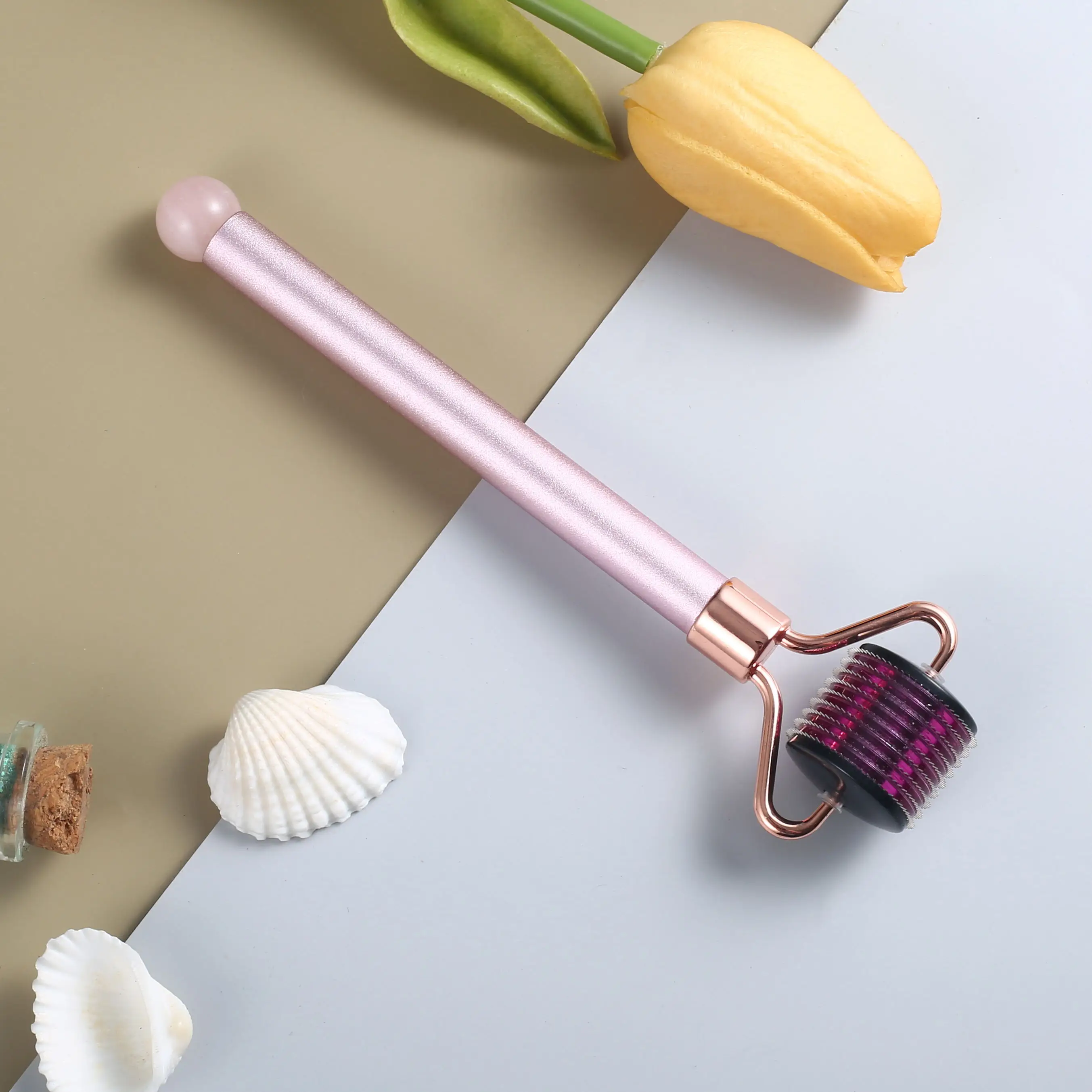 Pink Derma Roller Dermapen For Beard Growth Titanium Derma Micro Roller For Men Derma Ice Roller 540 Titanium Needles Cosmetic