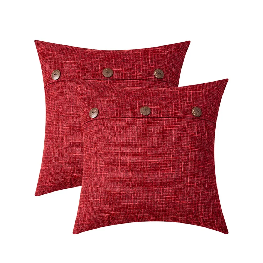 Home Decor Triple Button Cheap Knitted Cushion Covers  Linen Farmhouse Use Solid Color Cushion Cover