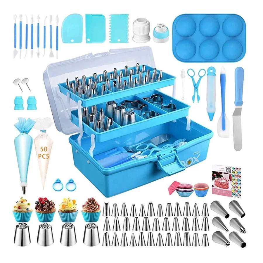 236pcs Cake Tools Kit With Box Decorating Icing Piping Nozzles Set Pastry Bags Spatula Muffin Cupcake Mold Baking Supplies
