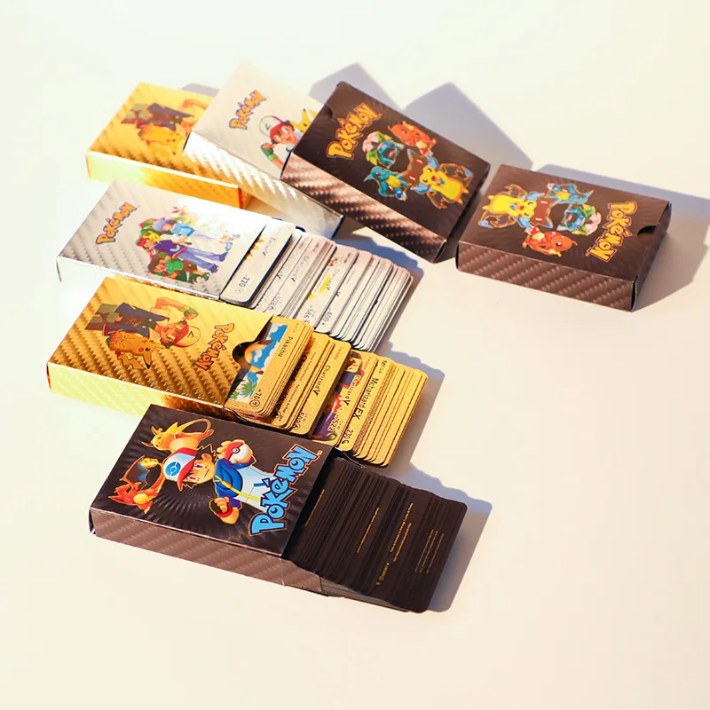 Wholesale Pokemoned cards games Poke-mon gold foil cards 10 pet sprite card cartas pokmon original