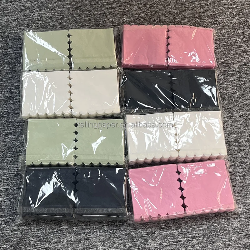 Customized Manufactured Company Disposable Colored Paper Napkins White Brown Black Bar Logo Pack Style Pink Dinner Napkins