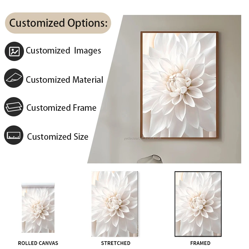 White Magnolia Canvas Wall Art Modern Floral Painting Flower Pictures Blooming Flower Painting