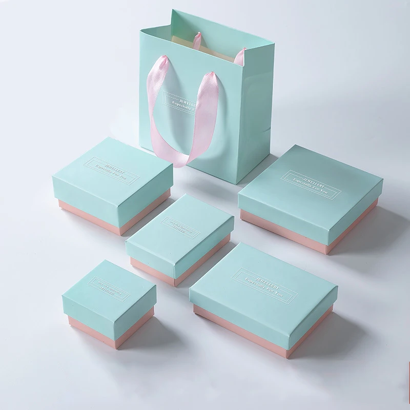 Custom Logo  Packaging Ring Earrings Boxes Jewelry Pearl Necklace Box Organizer Sets Jewelry Packaging Gift Box