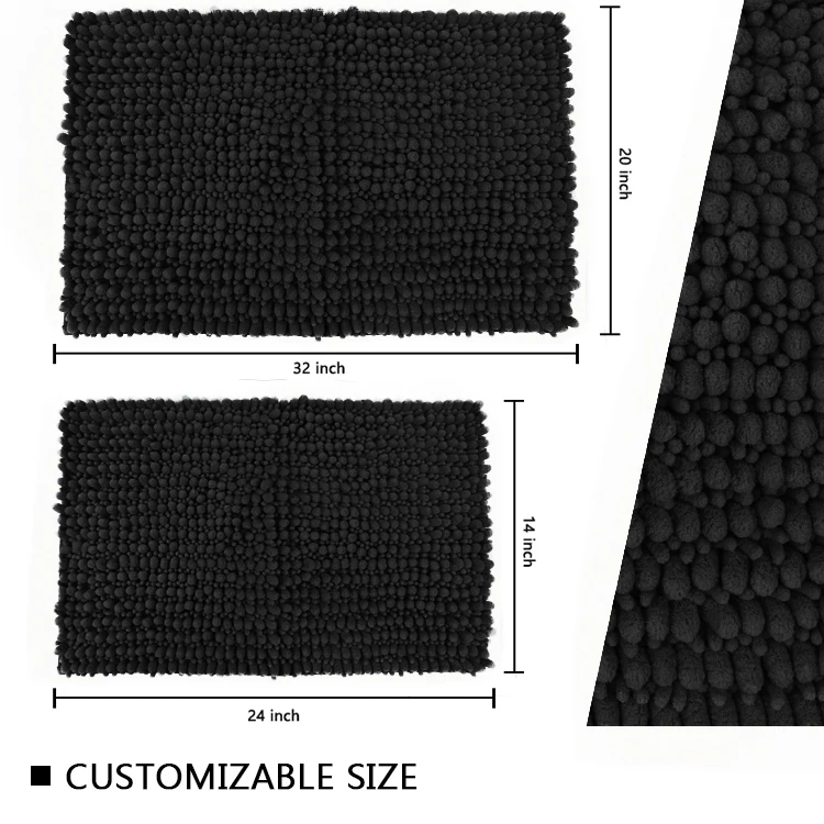 
Promotion Bathroom Door Floor Carpet Non-slip Chenille Microfiber Shaggy Bath Mat 