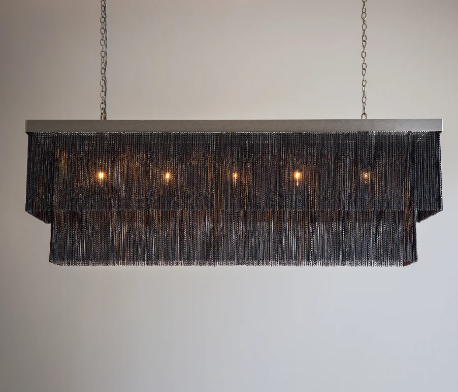 Retro Black Chandelier Aluminum Chain Chandelier 3 tier for living room