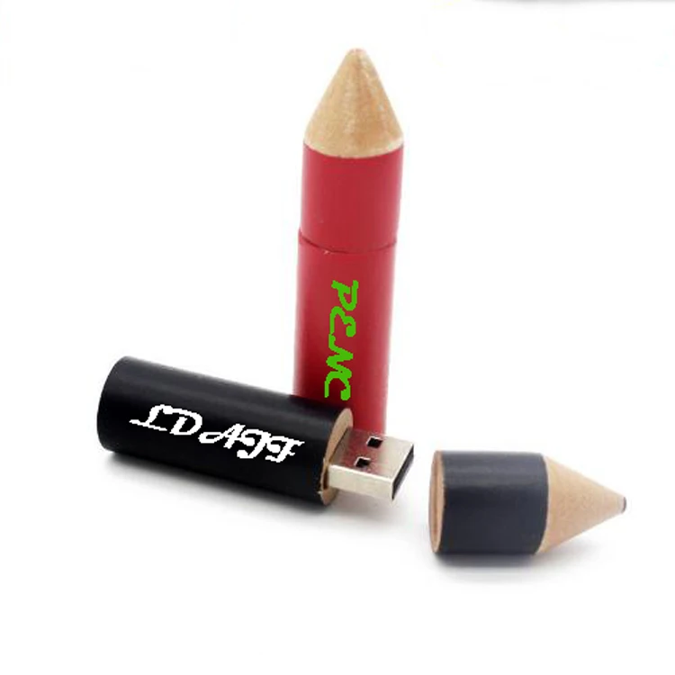 Wholesale Wooden Pencil USB Flash Drive 2.0 4GB 8GB Low Carbon Pen Drive 2GB 1GB USB Memory Stick 3.0 32GB 64GB Education Gift